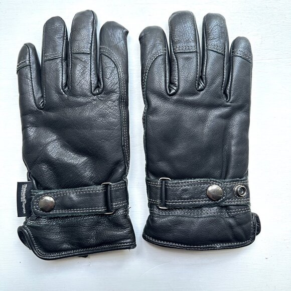HUDSON'S BAY Gloves Genuine Leather Thinsulate Insulation Lining black gloves M - Picture 2 of 9